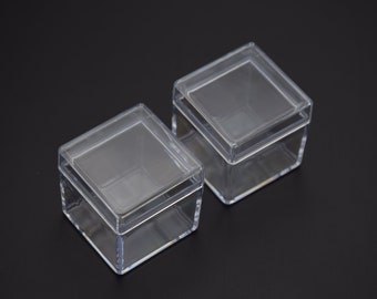 Boîte en plastique transparente carrée 6 pièces 35mm x 35mm x 35mm, boîte ps transparente avec couvercle, conteneur de boîte transparente, étuis en plastique AB66