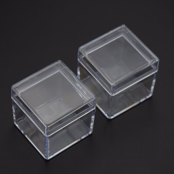 Boîte en plastique transparente carrée 6 pièces 35mm x 35mm x 35mm, boîte ps transparente avec couvercle, conteneur de boîte transparente, étuis en plastique AB66