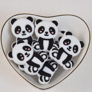 Cuentas de silicona con forma de panda de dibujos animados, cuentas focales de silicona, cuentas con dijes, suministros para manualidades, suministros para abalorios, cuentas al por mayor, cuentas a granel para bricolaje