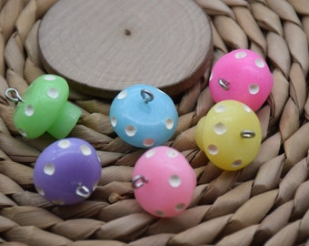 10 Resin Mushroom Charms Earring Necklace Bracelet Bead Pendants DIY Jewelry Cute Decoden Mushroom Cabochon Keychain Accessories 18x18mm