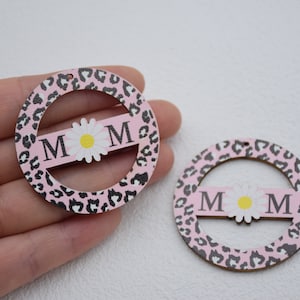 Wooden Earring Pendants,Mom Flower Leopard Painted Cutout Teardrop Earring Charm,Natural Wood Earring Blank,Unfinished Wood