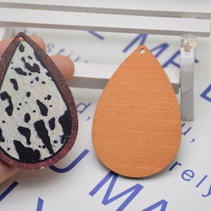 Wood Teardrop Earrings,Leopard Earring,Cheetah Earring,Laser Cut Natural Wood Earrings Blanks,DIY Earrings Charm,Wooden Drop Dangle Earrings