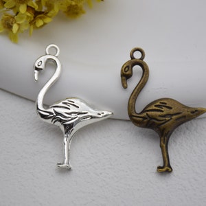 12 flamingo charm pendant,bird ornament necklace charm,jewelry charm,jewelry pendant,40x26mm