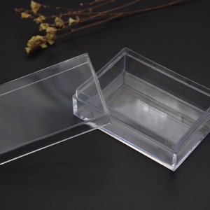 Boîte rectangulaire en plastique transparent 6 pièces 70 mm x 50 mm x 22 mm, boîte ps transparente avec couvercle, récipient transparent, étuis en plastique AB62