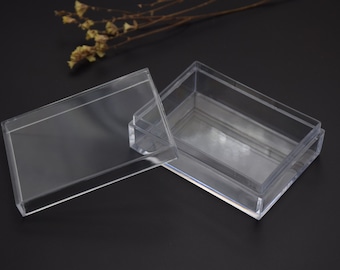 6 pièces 70mm x 50mm x 22mm rectangle boîte en plastique transparent, boîte ps transparente avec couvercle, boîte transparente, étuis en plastique AB62