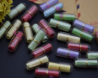 100 cápsulas de píldoras Kawaii, píldora falsa de deseo, nota de mensaje en blanco secreto claro en cápsula, píldoras transparentes, pergaminos de mensajes de papel, amuletos de cuentas de píldoras
