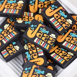 Jazz Music Musical Silicone Beads,Silicone Focal Beads,Charms Beads,Crafting Supplies,Beading Supplies,Wholesale Beads,Bulk Beads DIY