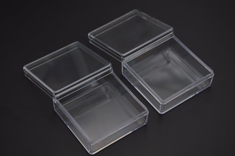 Boîte en plastique transparente carrée de 10 pièces 50mm x 50mm x 20mm, boîte ps transparente avec couvercle, conteneur de boîte transparente, étuis en plastique AB67 image 2