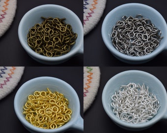 100 yeux de vis en métal, broches à vis à œil, bails de crochet à œil à vis, broches à vis à crochet à œil, connecteur de crochet à œil à vis, 13 mm (longueur) x7 mm (taille du trou)