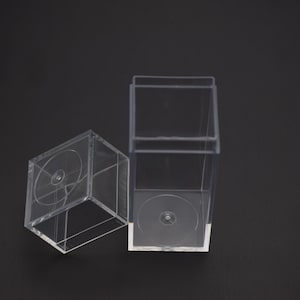 Caja de plástico transparente cuadrada de 2 piezas de 30 mm x 30 mm x 80 mm, caja ps transparente con tapa, contenedor de caja transparente, cajas de plástico AB87