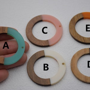 Wood Resin Round Circle Earrings,Jewelry Making Crafts,Natural Wood Earrings Blanks,DIY Dangle Earrings Charm,Wooden Drop Earring Pendants