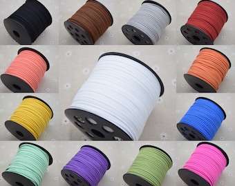 32 colors,10Yards 3mm flat faux suede cord string,vegan suede cord leather lace,beading cord,necklace cord,bracelet cord,jewelry cord