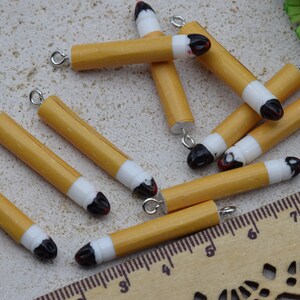 6/12/24 Resin Cigarette Smoke Charms Earring Necklace Bracelet Pendants DIY Jewelry Making Supplies Keychain Decoden Accessories 37mmx6mm