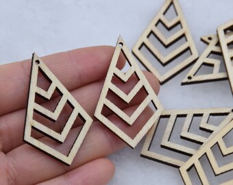 Ruit houten hanger, natuurlijke houten oorbel charme, diamanten oorbel blanks, houten bungelen, houten druppel, DIY sieraden maken van benodigdheden, 44x27x2,5 mm