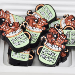 Gingerbread Man Mug Christmas Silicone Beads,Focal Beads,Charms Beads,Crafting Supplies,Beading Supplies,Wholesale Beads,Bulk Beads DIY