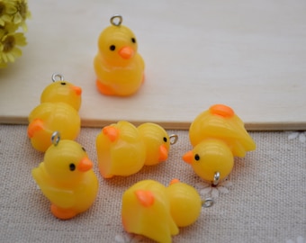 10 Resin Adorable Chick Charms Earring Necklace Bracelet Bead Pendants DIY Jewelry Decoden Chicken Cabochon Keychain Accessories 25x21x17mm