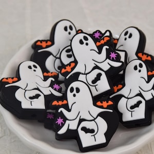 Halloween Spooky Ghost siliconen focuskralen, vleermuis spin focuskralen, losse penkralen, knutselbenodigdheden, kralenbenodigdheden, groothandel kralen DIY