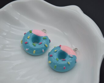 15 Pcs Mixed Resin Donut Charms - Cute Doughnut Pendants For DIY Jewelry Making
