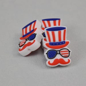 Independence Day Gnome Silicone Beads,Patriotic Silicone Focal Beads,Charms Focus Beads,Crafting Supplies,Beading Supplies,Wholesale DIY