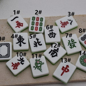 6/12/24 Resin Cute Mahjong Charms Earring Necklace Bracelet Pendants DIY Jewelry Making Supplies Keychain Decoden Accessories 29mmx21mm