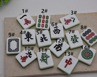 6/12/24 Resin Cute Mahjong Charms Earring Necklace Bracelet Pendants DIY Jewelry Making Supplies Keychain Decoden Accessories 29mmx21mm