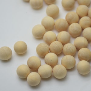 Wooden Round Balls-Wooden Ball Beads-Natural Wooden Beads-Unfinished Wood Beads-DIY Charm Beads-Jewelry Wooden Findings-No Hole Wooden Beads