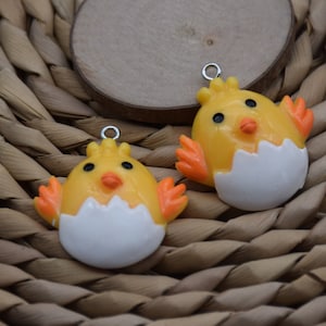 10 Resin Adorable Chick Charms Earring Necklace Bracelet Bead Pendants DIY Jewelry Decoden Chicken Cabochon Keychain Accessories 31x29mm