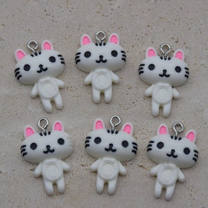 6/12/24 Resin Cat Animal Charms Earring Necklace Bracelet Pendants DIY Jewelry Making Supplies Keychain Decoden Accessories 26mmx17mm