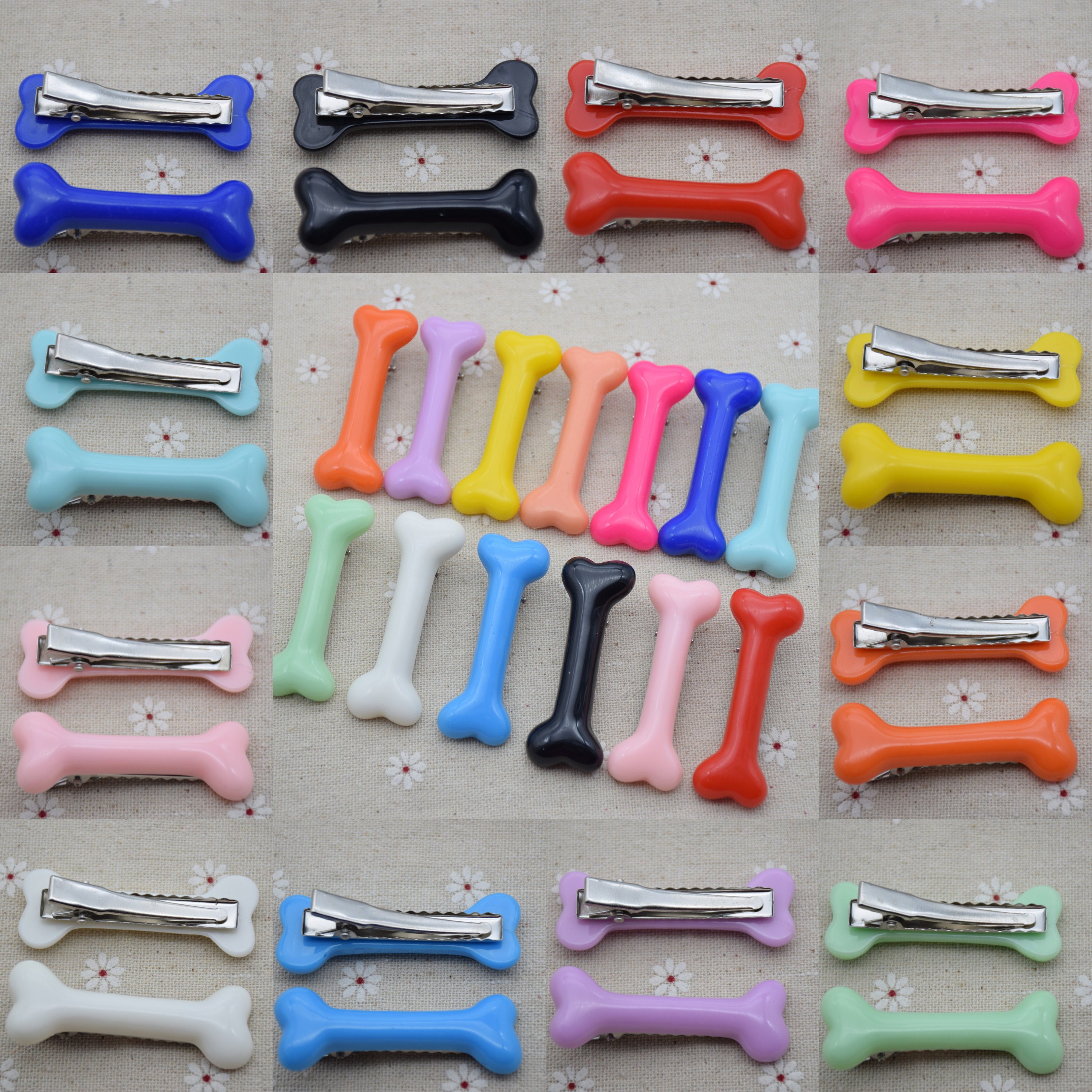 10 Bone Hair Clip,pebbles Bone Alligator Clip,creepy Cute Gothic