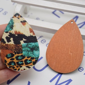 Wood Teardrop Earrings,Leopard Earring,Cheetah Earring,Laser Cut Natural Wood Earrings Blanks,DIY Earrings Charm,Wooden Drop Dangle Earrings