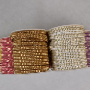 Platt spetssnöre i konstläder med guldnitar, DIY-smyckestillverkningssnöre, hantverksmaterial, 20 yards (en rulle), 5 mm bredd, 1,5 mm tjocklek