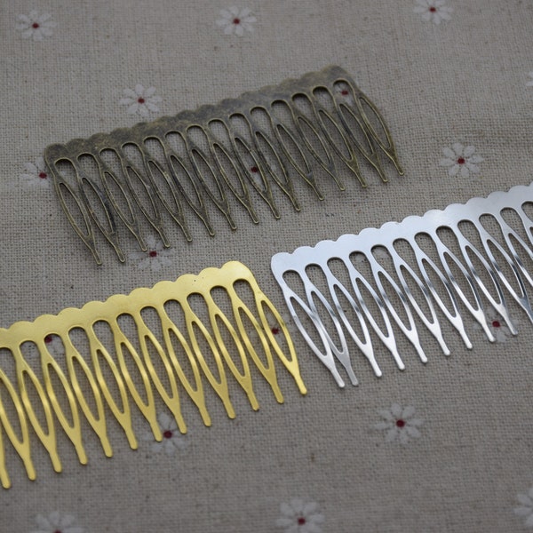 10 metal hair combs,wedding bridal combs,hair clip accessory,15 teeth comb,3.8cm(H)x8.0cm(L)