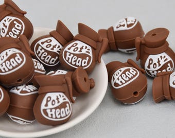 3D Pot Head Silicone Focus Beads,Coffee Pot Gift Focal Beads,Wristlet Beads,Charm Beads,Crafting Beading Supplies,Loose Beads DIY