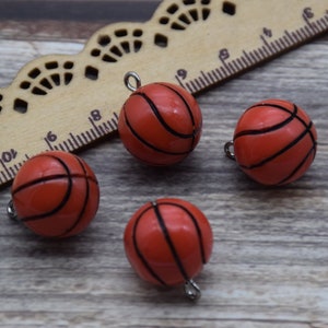 10 Basketball Resin Slime Charms Pendants Cabochons Ornaments Decoration Embellishment Earring Keychain,Scrapbook DIY Crafts,21mmx16mm
