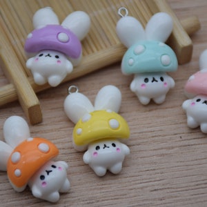 Resin Rabbit Animal Charms Earring Necklace Bracelet Bead Pendants DIY Jewelry Decoden Cabochon Keychain Accessories
