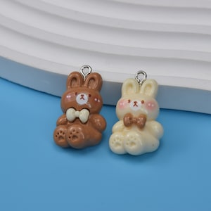 Harz Cartoon Kaninchen Anhänger, Kunststoff Häschen Charme, DIY Schmuck Zubehör, Schlüsselanhänger Ohrring Halskette Armband Dekor, Verzierungen, Ornamente