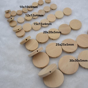 Round Disc Wooden Beads,Unfinished Natural Circle Wood Bead Pendant,Flat Round Wooden Bead Charm,10mm/12mm/15mm/20mm/25mm/30mm