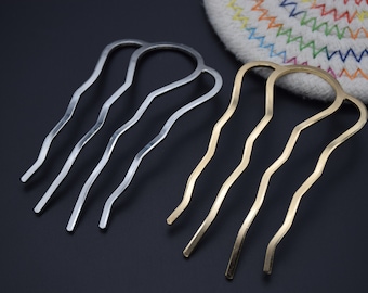 5 metal hair combs,wire combs,wedding bridal combs,hair fork pin,hair pick stick,hair accessory,head supplies,DIY combs,8.8cmx5.0cm(4 teeth)