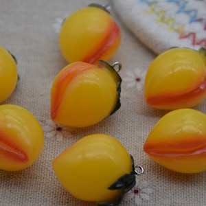 10 cabochons en résine jaune pêche fruits cabochons breloques bricolage artisanat décoration accessoire Scrapbooking taxis camée fabrication de bijoux 29x21mm
