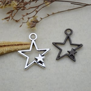12 pentagram charm pendant, pentacle ornament necklace charm,star jewelry charm,jewelry pendant,25x20mm