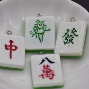 12 Resin Cabochons Mahjong Cabochons Charms DIY Craft Decoration Accessory Cabs Cameo Jewelry Making 30x26mm