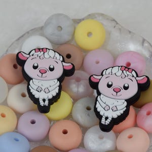 Cute Sheep Animal Silicone Beads,Silicone Focal Beads,Charms Beads,Crafting Supplies,Beading Supplies,Wholesale Beads,Bulk Beads DIY