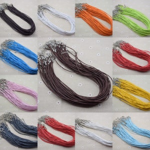 10 cotton cord necklaces 17 inch Length with 2 inch extension chain,1.5mm waxed string cotton cord necklace with lobster clasp
