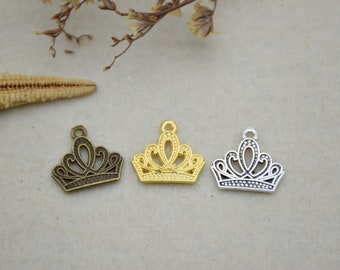 Pendentif breloque 20 couronnes, breloque couronne de la reine, breloque couronne princesse, breloque collier, breloque bijou, pendentif bijou, 17 x 16 mm, BL17