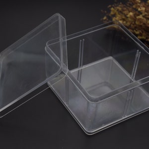 1 boîte carrée en plastique transparent de 95 mm x 95 mm x 58 mm, boîte ps transparente avec couvercle, récipient transparent, étuis en plastique AB56