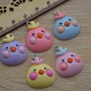 10 Resin Cute Chick Chicken Charms Earring Necklace Bracelet Bead Pendants DIY Jewelry Decoden Animal Cabochon Keychain Accessories 25x20mm