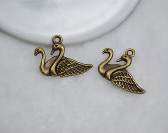 Double Swan Animal Pendant,Earring Necklace Charm,DIY Jewelry Supply,Metal Crafts,29mmx20mm