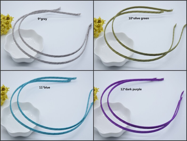 10Pieces 5mm satin wrapped headband,satin covered headband,fully lined up with a satin ribbon headband