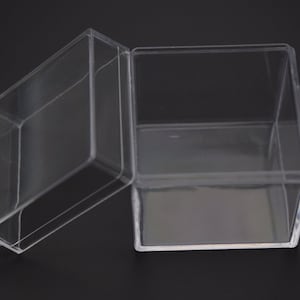 Caja de plástico transparente cuadrada de 2 piezas de 50mm x 50mm x 50mm, caja ps transparente con tapa, contenedor de caja transparente, cajas de plástico AB131