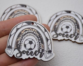 Wood Earrings Blank,Soccer Print Painted Earring,Laser Cut Natural Wood Earrings,DIY Jewelry Accessory Charm,Wooden Drop Dangle Pendant